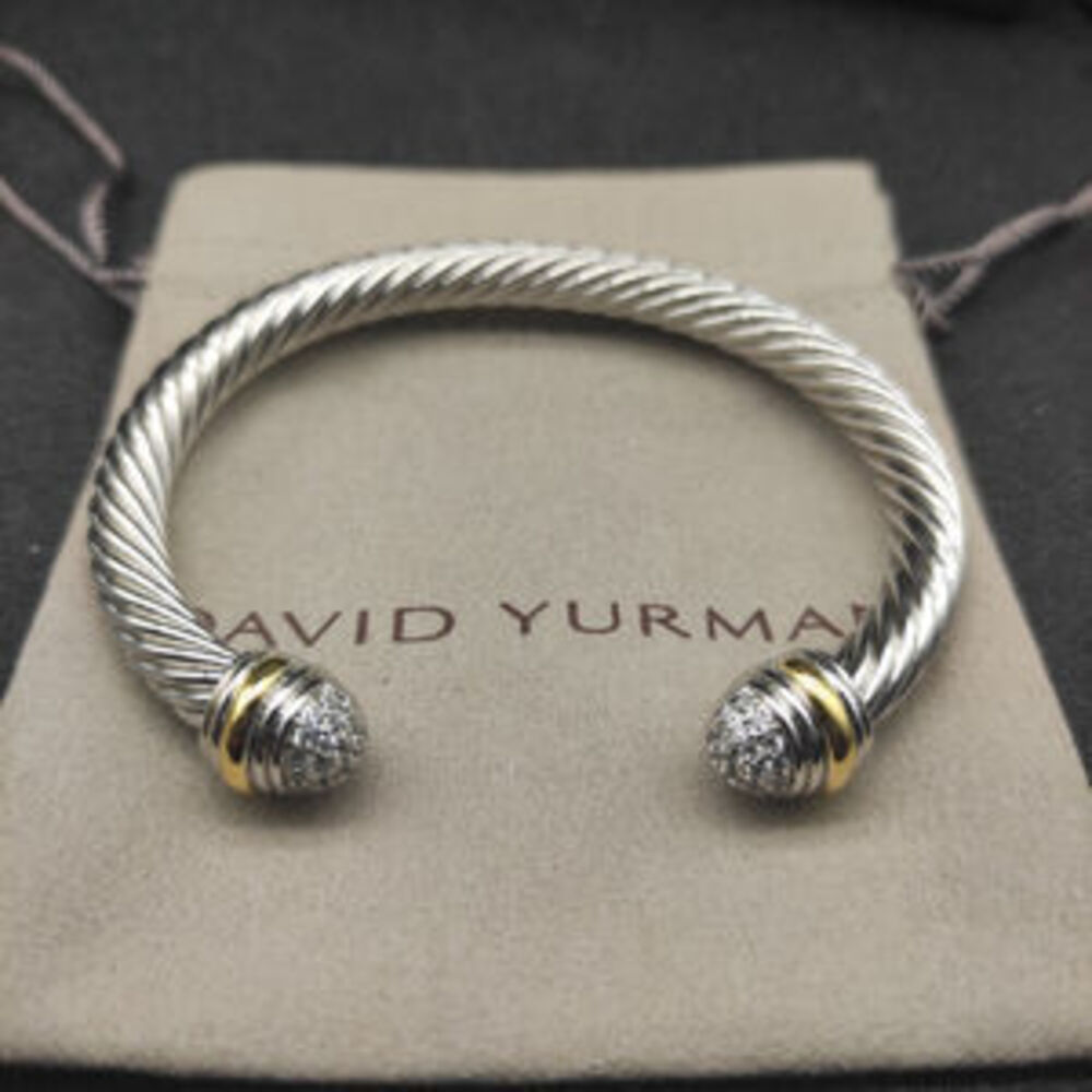 David Yurman 7mm half-diamond two-tone bracelet